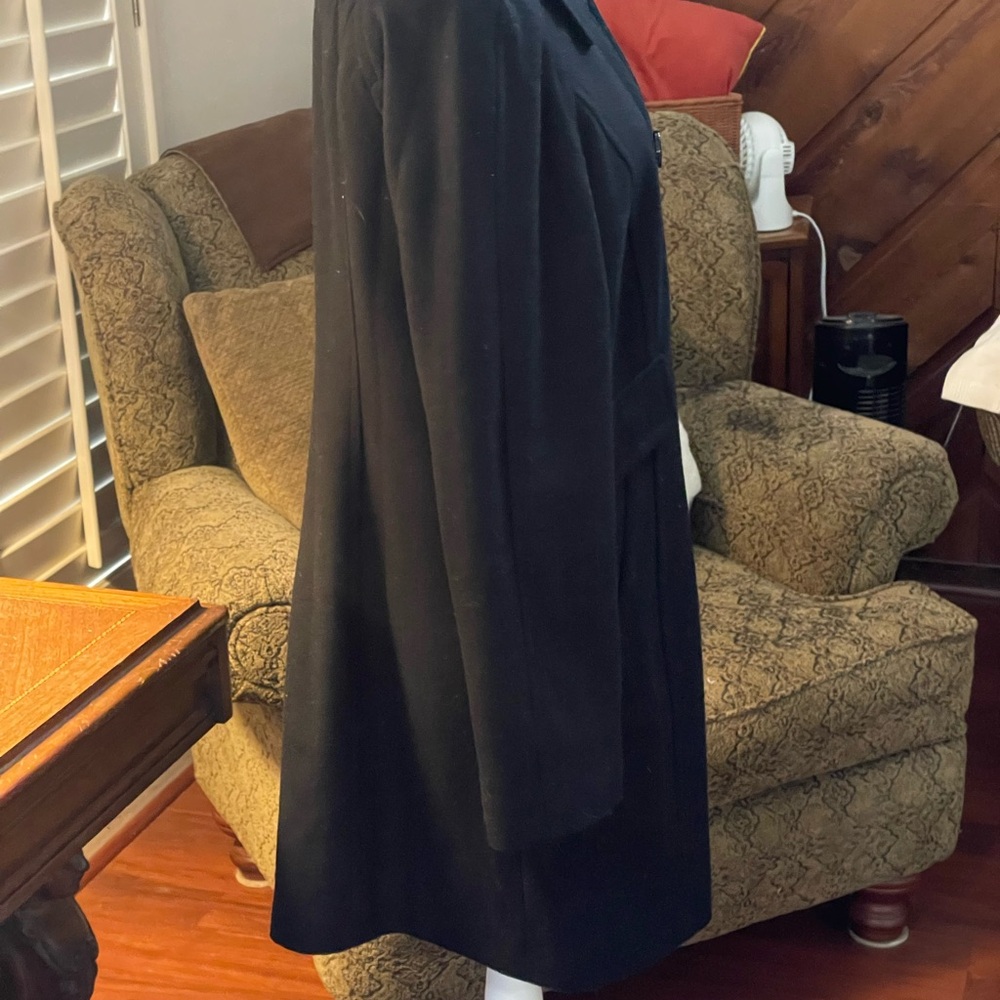 LONDON FOG Black Wool Collared Coat button down size medium slant front pockets - Picture 5 of 13